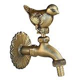 アイガーデン(igarden) アニマル蛇口 金【スズメ】 アンティーク風 真鍮 ゴールド 蛇口 可愛い おしゃれ水栓 屋外 散水 水栓 ホース ワンタッチ 園芸 10407sg (金スズメ)