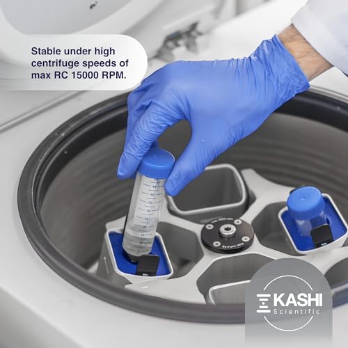 Image of Kashi Scientific 50mL Screw-Cap Conical Centrifuge Tubes, Sterile Transparent Test Tubes with Printed Graduation and Write-on Spot [50mL, 500]