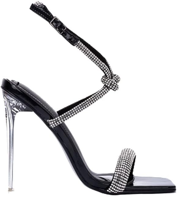 Cape Robbin Women Rhinestone Clear High Heel Sandals Lexington Black 11