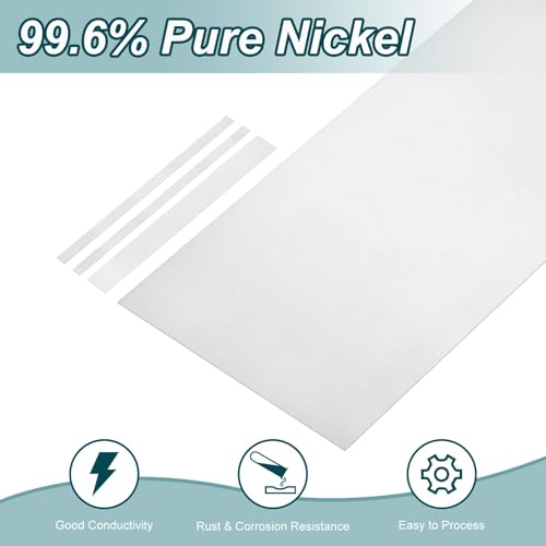 QUARKZMAN 50 Stück Reine Nickelplatten 99.6% Reine Nickelstreifen 0.006x0.2x3.9(0.15x5x100mm) Eloxiert Für Galvanik Wissenschaftliches Labor Industrie DIY Handwerk