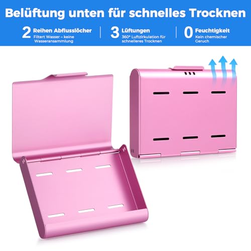 Oralphi Alu-Zahnspangendose Zahnschiene Box Kompatibel mit Invisalign, Tragbares Teilweise Prothesendose aus, Leichter, langlebiger und leicht zu reinigender zahnschiene box, Zahnspangenbox-Rosa