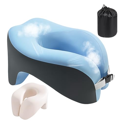 Generisch Almohada cervical de viaje | Almohada portátil para viajes | Almohada de espuma viscoelástica con funda extraíble para yoga, avión, camping, casa, noche de cine reutilizable