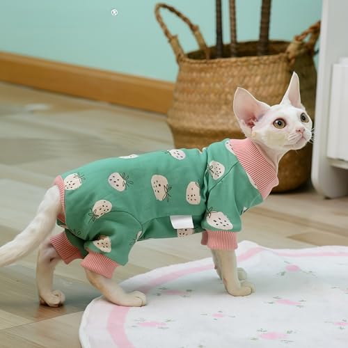Vêtement d'hiver pour chat sans poils pull coton rose doux - 4