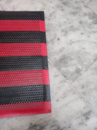 Image of Double Colour Anti Skid & Multipurpose /Bathroom Mat /Shower Mat /Carpet /Rugs /Rainmat /Swimming Pool Mat|Waterproof Doormat for Indoor /Outdoor Home Office Entrance| (Black-Red, 16 inchx24 inch)