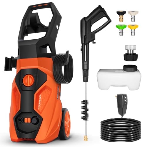BILT HARD 1.76 GPM 2300 PSI Electric Pressure Washer, Power Motor with Stainless Steel Wand, 4 Spray Nozzles, Built-in Detergent Tank, 20Ft Hose, 35Ft Power Cord for Cars/Driveway/Fences/Home/Patios
