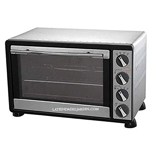 Suinga Horno 1500W eléctrico convección y rustipollo 30 litros Acero Inoxidable, Temperatura Regulable 100-230ºC. Largo 51 x Ancho 34 x Alto 33 cm