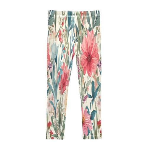 Bolaz Toddler Girls Leggings Printed Yoga Pants Leggings Pink Blue Yellow Flower for Kids2