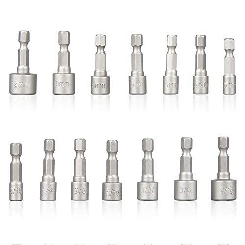 Keegan Tools 14-Piece Quick Change Nut Driver Set 1/4” Hex Shanks Fit Quick-Change/Release Chucks Includes Popular 10Mm 8Mm 7Mm Metric 1/4, 5/16, 3/8, 7/16 Sizes Car, Auto Mechanics #TOP4