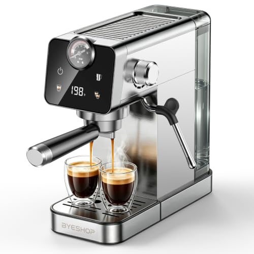 BYESHOP 20 Bar Compact Espresso Coffee Machines with Milk Frother for Home