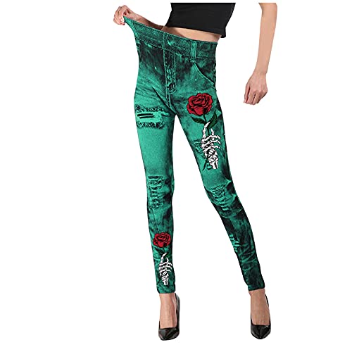 BAODANA Damen Sport Leggings Schlanke Hohe Taille Sporthose Halloween Drucken Leggins Bauchkontrolle Butt Lifter Yogahose Frauen Fitness Lange Hosen Blickdicht Push Up Laufhose für Gym Yoga Cover