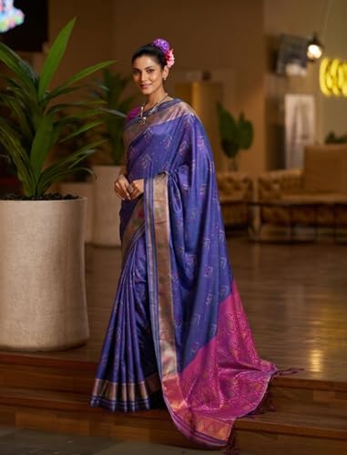 Image of MADHUHANSH Women's Cotton Linen Saree with Unstitched Blouse Piece and Solid Pattern | Mithila Painting Saree | Saree for Haldi Ceremony