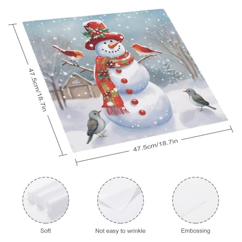 Servilletas de Tela Navidad Muñeco de Nieve y Pájaros miniatura 2