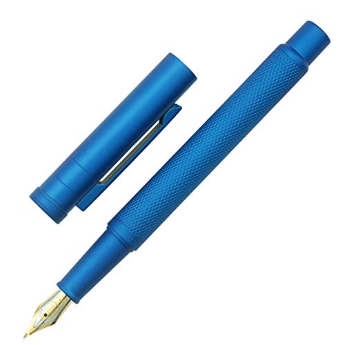 Image of Asvine Blue Forest Fountain Pen Fude Pen Bent Nib, Classic Design with Converter and Metal Pen Case, The Light of Hope Serise