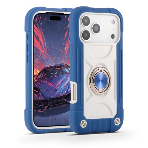 Image of MARKILL Compatible with iPhone with Built-in 360Rotating Ring Stand, Military Grade Drop Protection Full Body Rugged Heavy Duty Case Durable Cover (Blue, iPhone 17 Pro)