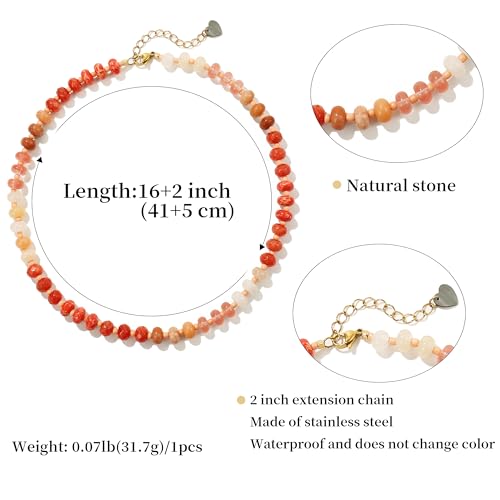 Colorful Gemstone Beaded Necklaces For Women Trendy Rainbow Natural Stone Boho Handmade Stainless Steel Waterproof Strand Necklaces Jewelry For Women Gift3