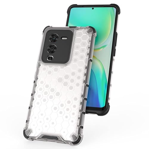 Image of Lustree TPU Honey Comb Armor Shock Proof Back Cover for for VIVO V25 PRO (Transparent)