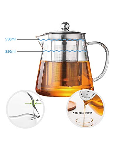 Tmost MORZA/VA101 Glass Teapot With Infuser Tea Pot 32Oz/43Oz Tea Kettle Stovetop Safe Blooming And Loose Leaf Tea Maker Set thumb #3
