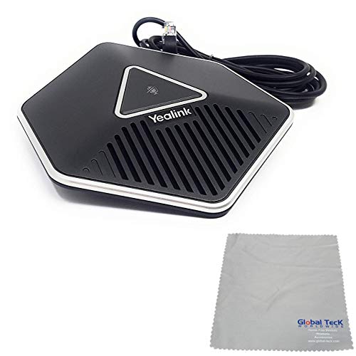Global Teck Bundle of Yealink CPE80 Expansion Microphone for Yealink Conference Phone CP860, Microfiber Cloth Included, Single Mic Extender (1 Unit)