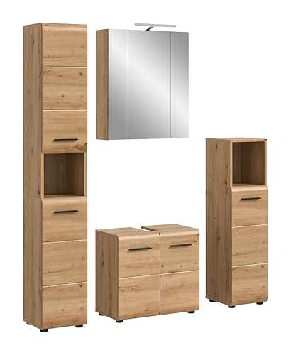 xonox.home – 4 TLG. Badmöbel-Kombination Ice 150x185x30 cm in Korpus und Front Artisan Oak Nachbildung – Elegantes Badmöbel-Set – platzsparend, funktional & zeitlos im Design xonox.home – 4 TLG. Badmöbel-Kombination Ice 150x185x30 cm in Korpus und Front Artisan Oak Nachbildung – Elegantes Badmöbel-Set – platzsparend, funktional & zeitlos im Design