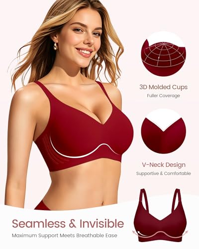 Image of Gailife Smooth Wireless Jelly Bras for Women No Underwire Seamless Push Up Bra Full Coverage Soft Suppor Tshirt Bralettes