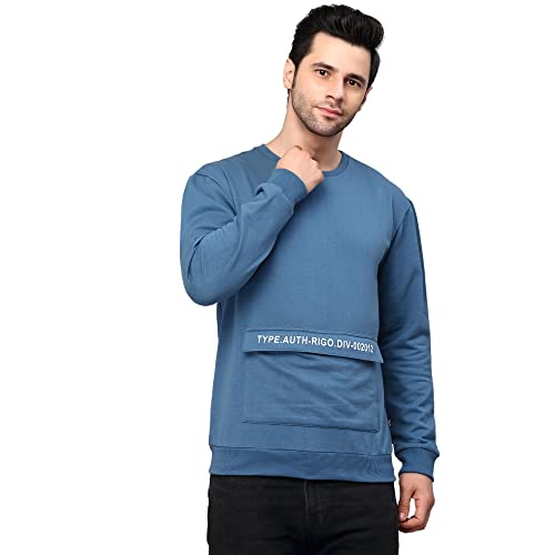 Image of Rigo Fleece Printed Round Neck Sweatshirt for Men | Full Sleeves Sweatshirt for Men | Casual Wear & Stylish Sweatshirts for Men