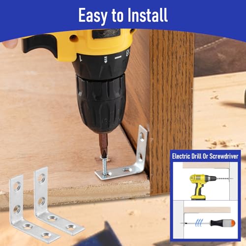 Home Master Hardware 5005 40 Pack L Bracket Corner Braces, Small Metal L Brackets For Wood, 1.5 Inch Steel Joist Right Angle Brackets For Wood Shelves Chair Drawer Cabinet With Screws, Zinc Plated Home Master Hardware thumb #4