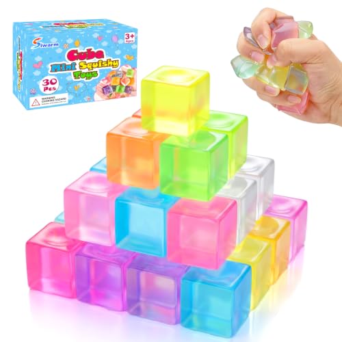 Siwarm 30 Pack Mini Cube Squishy Fidget Toys for Kids and Adults