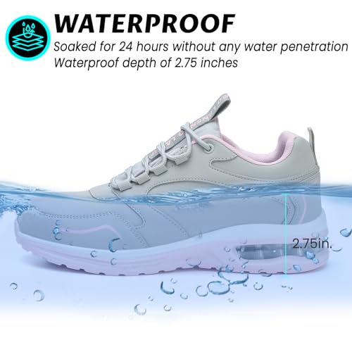 Image of LANSNBO Waterproof Steel Toe Shoes for Women Non Slip Sneakers | Work safety protection, puncture proof sole, comfortable lightweight, for industrial construction food service jobs