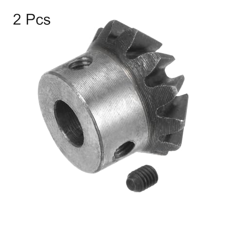 Image of HARFINGTON 2pcs Bevel Gear 1M 12 Teeth 8mm Shaft Hole 1:1 Tapered Bevel Pinion Gear 45# Steel 2 Module 90 Degree Steering Gear, for Hardware Mechanical Rotation