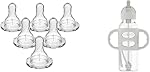 Dr. Brown's Natural Flow Level 2 Narrow Baby Bottle Silicone Nipple (6 Pack) + Anti-Colic Options+ Glass Baby Bottles (2-Pack, 8 oz)