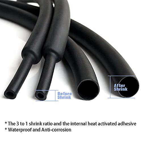 ZIPCCI Copper Lugs - Ring Terminals Connector - Heavy Duty Battery Terminal Connectors - Crimp Cable Wire Ends with 3:1 Heat Shrink Tubing (6AWG-3/8"Ring)
