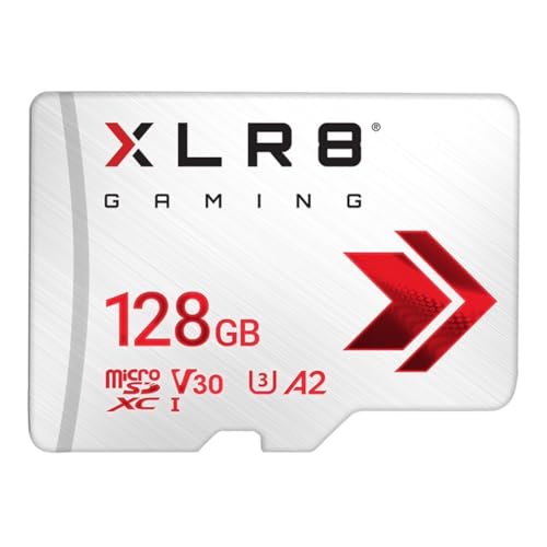 PNY 128GB XLR8 Gaming microSDXC Memory Card - 100MB/s, UHS-I, 4K UHD, Full HD, U3, V30, A2 - Micro SD for Portable Console Gaming on Nintendo-Switch, Steam Deck, Smartphones and Tablets