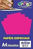 Off Paper Especiais Papel Neon Pacote com 20 Folhas, Rosa (Neon Pink), A4, 180g