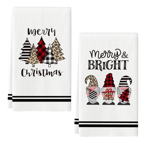 DHRUTI Set de 2 Toallas de Cocina Navidad,18 x 26 Inch Paños de Cocina Algodon,Multiusos Trapos...