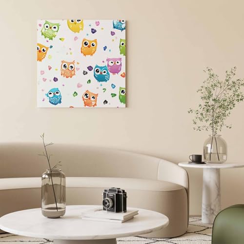 VamJump アートパネル 絵画 可愛い 現代アート 動物 フクロウ アニメ風 インテリア 壁掛け 北欧風 子供部屋 かわいい キャンバスプリント 1:1 リビング 保育園 プレゼント ギフトトイレ 部屋に飾る絵 アート 絵 置物 雑貨 癒しグッズ 人気