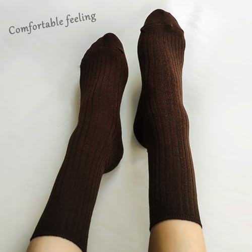 Image of Women Crew Dress Socks Cotton Solid Color Slouch Sock for Dressy Shoes 5 Pack