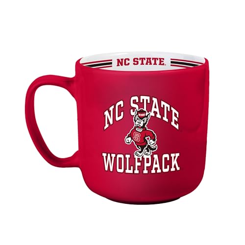 Image of Logo Brands NCAA North Carolina State Wolfpack 15 oz Stripe Coffee Mug - Vintage Team Logo, Inside Print & Stripes, Microwave & Dishwasher Safe- Great Gift For Fans & Alumni