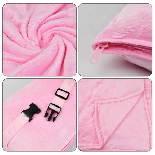 Travel blanket 2 in 1, Soft and warm travel pillow and blanket, Ultralight Portable travel blanket airplane with soft bag pillowcase for Airline travel Business trip and Office (pink) - Image 4