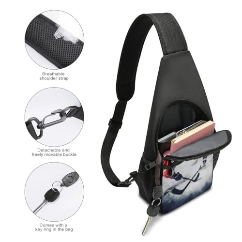 Mochila bandolera deportiva para senderismo Ice Hockey Art miniatura 4