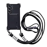 Miagon Crossbody Wallet Phone Case for Samsung Galaxy S24 Ultra,Card Holder TPU Soft Case with Neck Shoulder Lanyard Strap Shockproof Protective Case for Womem Men