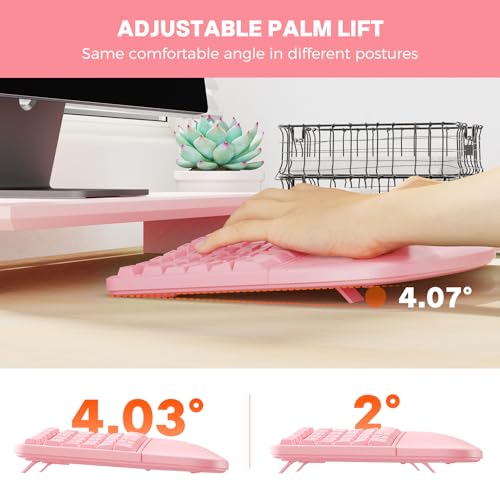 Image of MEETION Ergonomic Keyboard and Mouse Combo, 2.4G Cordless Split Keyboard with Cushioned Palm Rest, Vertical Wireless Mouse, Natural Typing Full Size Keyboard, for Windows /Mac PK