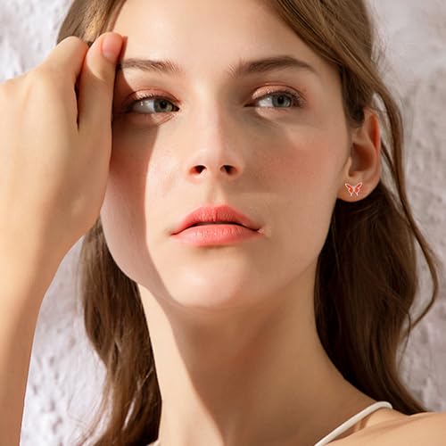 CUOKA MIRACLE Butterfly Earring Opal Butterfly Studs Earrings 925 Sterling Silver Hypoallergenic Butterfly Jewelry White/Black/Yellow/Orange/Purple/Blue/Green Stud Earrings for Sensitive Ears3