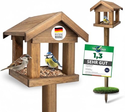 STAHLMANN Vogelhaus mit Ständer wetterfest [1 20 Hoch] - Vogelhaus Kippsicher wetterfest & langlebig - Vogelfutterhaus