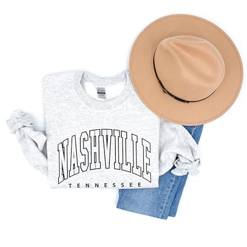 Nashville TN Sweatshirt, Tennessee Sweater, Cute Sweatshirt For Women, Nashville Letter Print, Unisex Long Sleeve Graphic Crewneck Pullover4