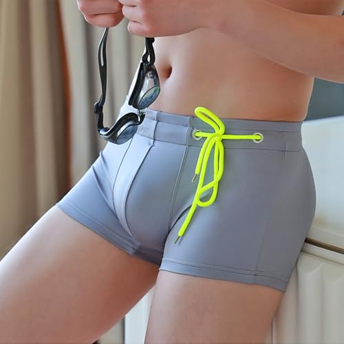 Swim Shorts for Men Comfy Low Rise Sexy Surfing Boxer Brief Swimwear Swimming Trunks Side Drawstring Shorts Beach3