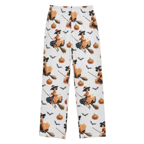 Halloween Pajama Pants Witch Pumpkin Bat Pattern Long Sleep Pants Lounge Bottoms