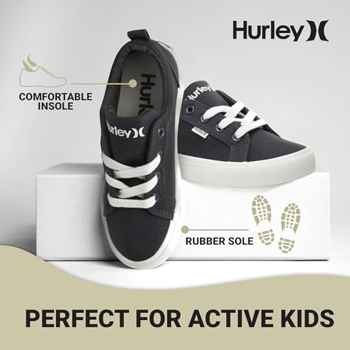 Image of Hurley Kids Finn Sneakers - Canvas Skate Shoes for Kids, Low Cut Tennis Shoes for Girls and Boys