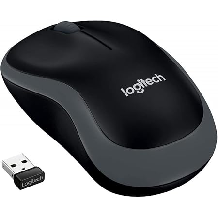 Logitech M185 Wireless Mouse, 2.4GHz with USB Mini Receiver, 12-Month Battery Life, 1000 DPI Optical Tracking, Ambidextrous PC / Mac / Laptop - Grey