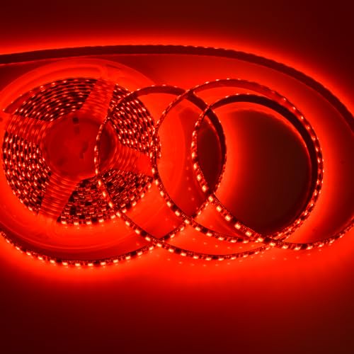 Image of Super Bright Black PCB 12V SMD5630(0.4w) LED Strip Lights Without Power Supply, IP65 Waterproof, Pack of 16.4ft /5M (600LED-Red)
