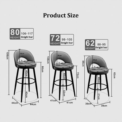 Tabourets de bar cuisine XJBTBA confortables pour comptoir bleu 80 cm - 3